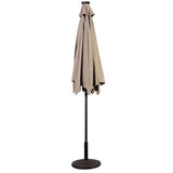 9FT Patio Solar Umbrella LED Patio Market Steel Tilt W/ Crank Outdoor New-beige