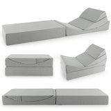 4-in-1 Convertible Folding Sofa Bed with High-Density Foam-Gray