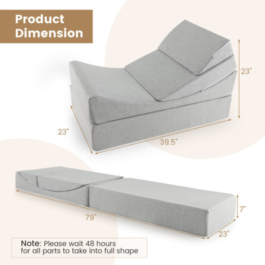 4-in-1 Convertible Folding Sofa Bed with High-Density Foam-Gray