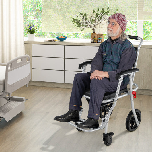 4-in-1 Foldable Bedside Commode Chair with Brakes and Bucket and Footrest