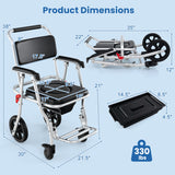 4-in-1 Foldable Bedside Commode Chair with Brakes and Bucket and Footrest