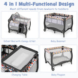 4 in 1 Portable Baby Nursery Center with Net and Music Box-Multicolor