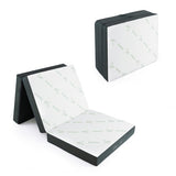 4 Inch Tri-Fold Foam Mattress with Washable Cover for Yoga Guest Mat-Gray