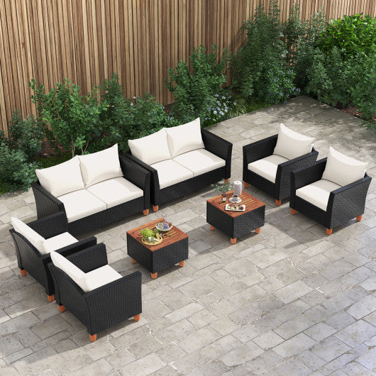 4 Piece Outdoor Conversation Set with Storage Coffee Table-White