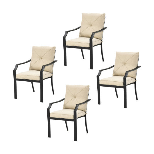 4 Pieces Outdoor Dining Set with Removable Cushions and Rustproof Steel Frame