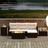 4 Pieces Outdoor Furniture Set with 32 Inch Fire Pit Table and Propane Tank Cover