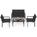 4 Pieces Patio Furniture Set with Heavy Duty Galvanized Metal Frame-Black