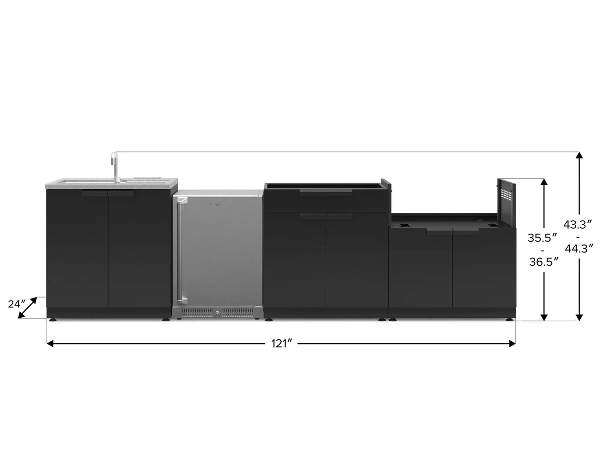 Outdoor Kitchen Stainless Steel 4 Piece Cabinet Set with Sink, Bar, Grill Cabinet and Fridge