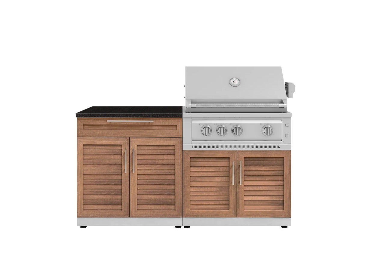 Outdoor Kitchen Stainless-Steel 4 Piece Cabinet Set with Bar, Grill Cabinet, Platinum Grill, and Countertop