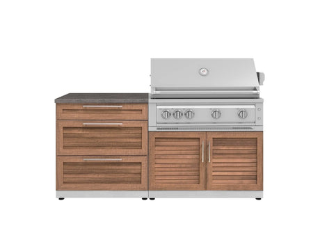 Outdoor Kitchen Stainless-Steel 4 Piece Cabinet Set with 3 Drawer, Grill Cabinet, Platinum Grill, and Countertop