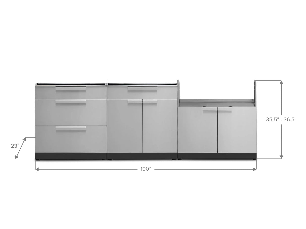 Outdoor Kitchen Stainless Steel 3 Piece Cabinet Set with 3-Drawer, 2-Door Drawer and Grill Cabinet