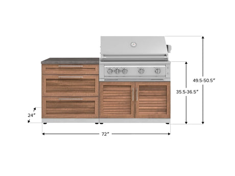 Outdoor Kitchen Stainless-Steel 4 Piece Cabinet Set with 3 Drawer, Grill Cabinet, Platinum Grill, and Countertop