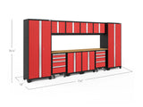 Bold Series 12 Piece Cabinet Set with Tool, Base, Wall Cabinets and 2 Lockers