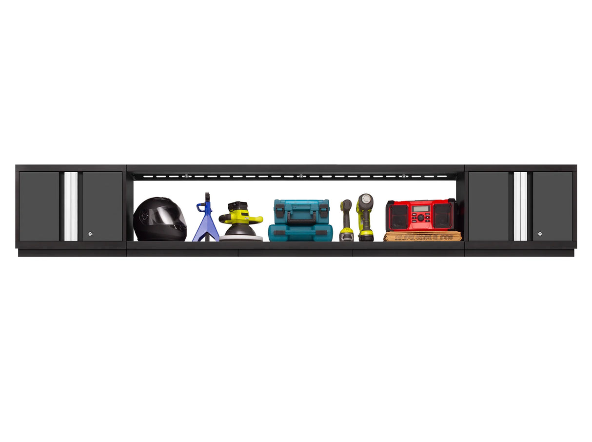 Bold Series 3 Piece Cabinet Set with Wall Cabinets and 72 In. Display Shelf