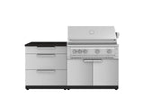 Outdoor Kitchen Stainless-Steel 4 Piece Cabinet Set with 3 Drawer, Grill Cabinet, Platinum Grill, and Countertop