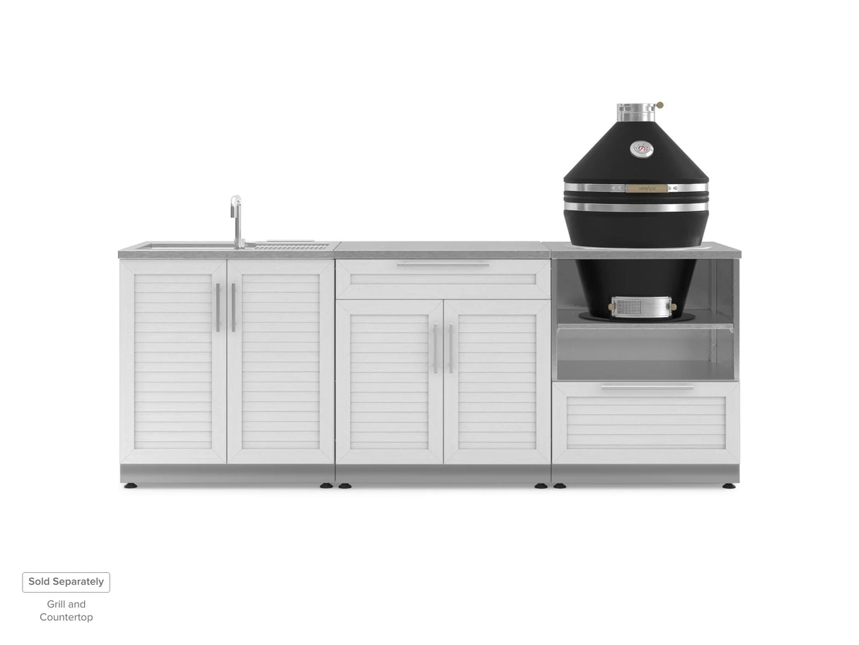 Outdoor Kitchen Stainless Steel 3 Piece Cabinet Set with Bar, Sink and Kamado Cabinet