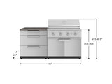 Outdoor Kitchen Stainless-Steel 4 Piece Cabinet Set with 3 Drawer, Grill Cabinet, Performance Grill, and Countertop