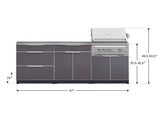 Outdoor Kitchen Aluminum 5 Piece Cabinet Set with 3 Drawer, Bar, Grill Cabinet, Platinum Grill and Countertop