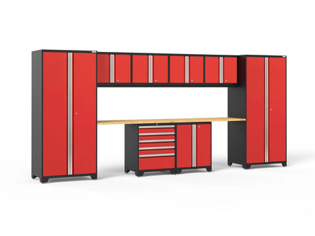 Pro Series 10 Piece Cabinet Set with Locker, Base, Tool Drawer Cabinet and 56 In. Worktop