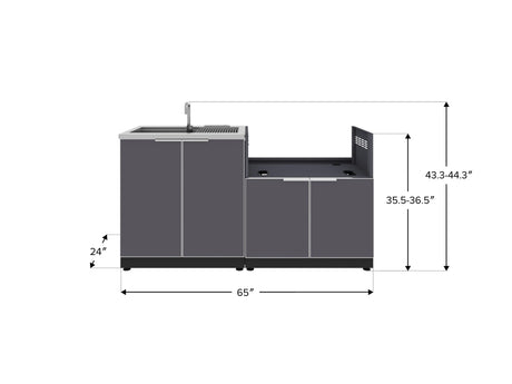 Outdoor Kitchen Aluminum 2 Piece Cabinet Set with Sink and Grill Cabinet