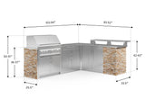 Outdoor Kitchen Signature Series 8 Piece L Shape Cabinet Set with 2 Door, Bar, Platinum Grill and Grill Cabinet