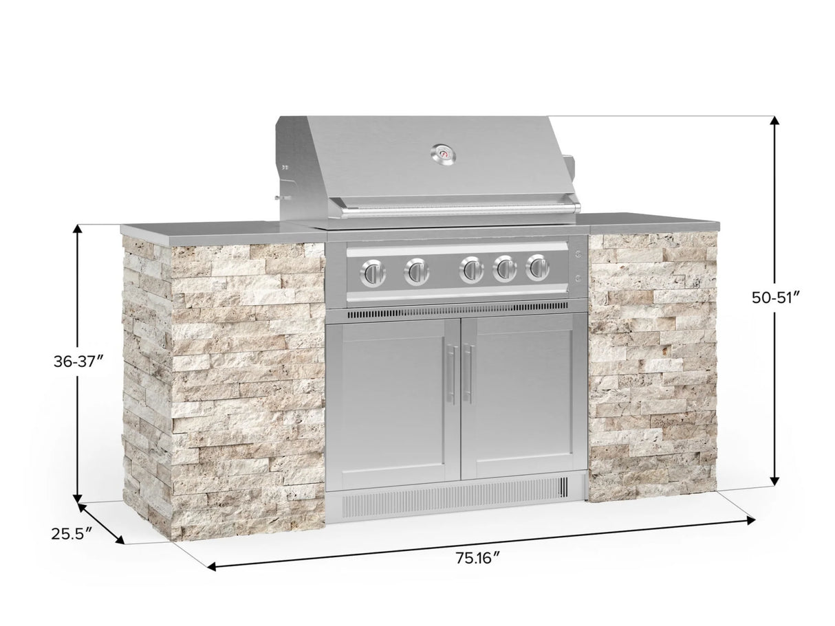 Outdoor Kitchen Signature Series 6 Piece Cabinet Set with Platinum Grill and Grill Cabinet