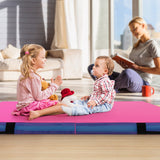 4ft x 4ft x 4in Bi-Folding Gymnastic Tumbling Mat with Handles and Cover-Pink