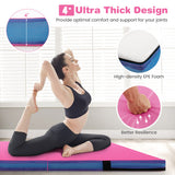 4ft x 4ft x 4in Bi-Folding Gymnastic Tumbling Mat with Handles and Cover-Pink