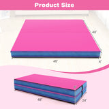 4ft x 4ft x 4in Bi-Folding Gymnastic Tumbling Mat with Handles and Cover-Pink