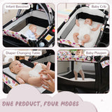 4 in 1 Portable Pack and Play Baby Nursery Center with Bassinet-Purple