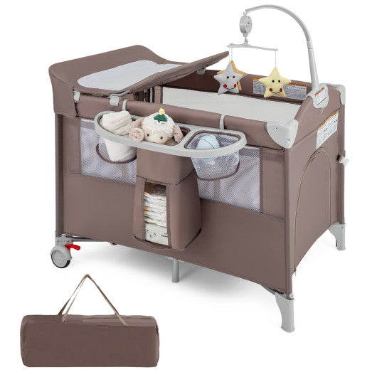 5-in-1 Portable Pack and Play with Diaper Changing Table