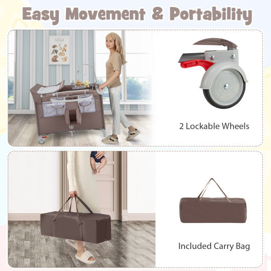 5-in-1 Portable Pack and Play with Diaper Changing Table