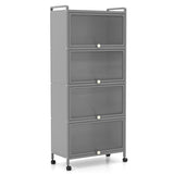 5-Tier Kitchen Baker's Rack with Flip-up PC Doors-Gray