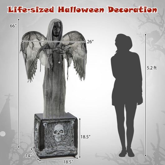 5.5ft Halloween Animatronic Decoration with Light Up Eyes and Shaking Wings
