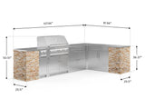 Outdoor Kitchen Signature Series 11 Piece L Shaped Cabinet Set with 3 Drawer, Bar, Dual Side Burner, Grill and Grill Cabinet