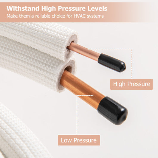 50 Feet Mini Split Line Set with 1/4 Inch and 1/2 Inch O.D. Copper Pipes Tubing