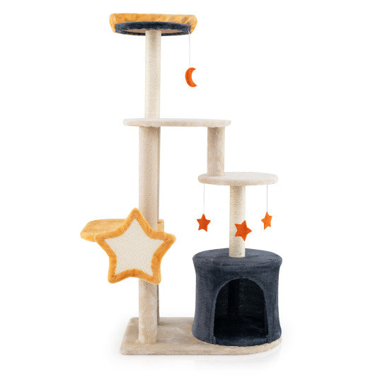 50 Inches Cute Cat Tree for Indoor Cats with Sisal Scratching Posts and Board