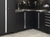 Pro Series 9 Piece Cabinet Set with Wall, Tool Drawer Cabinet, Lockers, and Stainless Steel Door Fridge