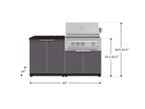 Outdoor Kitchen Aluminum 4 Piece Cabinet Set with 2 Door, Grill Cabinet, Platinum Grill and Countertop