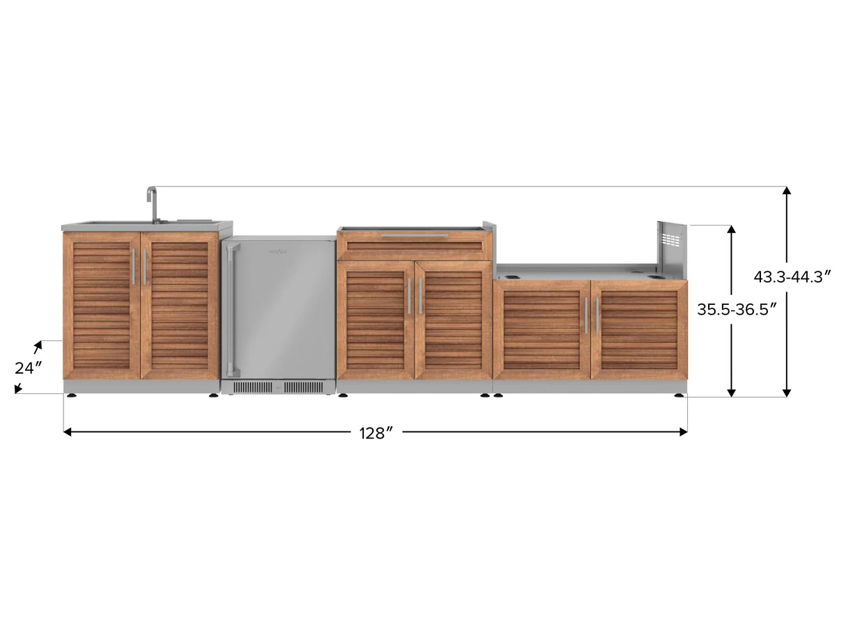 Outdoor Kitchen Stainless Steel 4 Piece Cabinet Set with Sink, Bar, Grill Cabinet and Fridge