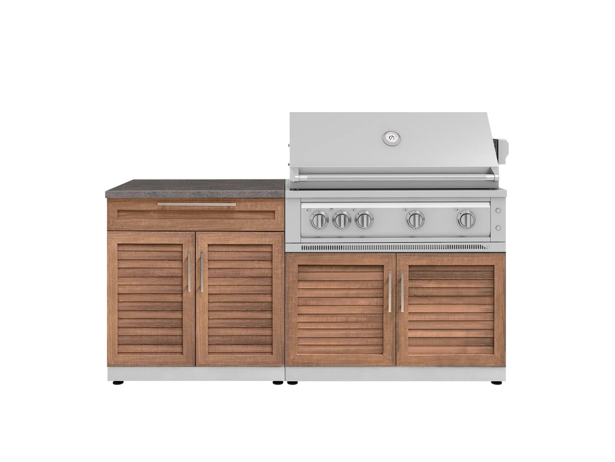 Outdoor Kitchen Stainless-Steel 4 Piece Cabinet Set with Bar, Grill Cabinet, Platinum Grill, and Countertop