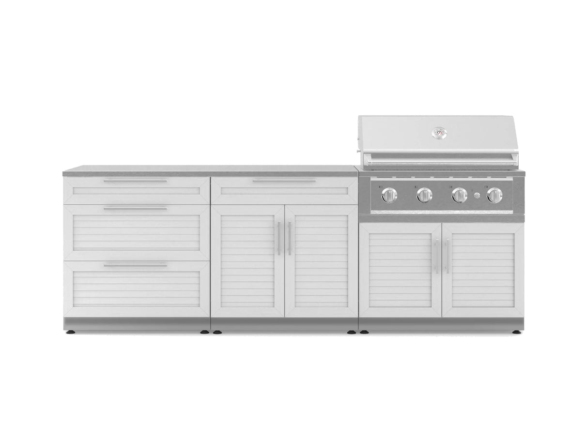 Outdoor Kitchen Stainless-Steel 5 Piece Cabinet Set with 3-Drawer, Bar, Grill Cabinet, Performance Grill and Countertop