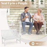 52 Inch All-Weather HDPE Outdoor Bench with Backrest and Armrests-White