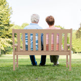 52 Inch All-Weather HDPE Outdoor Bench with Backrest and Armrests-Teak