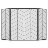 52 x 31 Inch Fireplace Screen with Chevron Herringbone Pattern