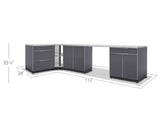 Outdoor Kitchen Aluminum 4 Piece Cabinet Set with Corner Shelf, 2-Door, 3-Drawer and Bar Cabinet