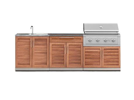 Outdoor Kitchen Stainless-Steel 5 Piece Cabinet Set with Bar, Sink, Grill Cabinet, Performance Grill, and Countertop