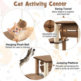 53 Inch Cat Tree with Condo and Swing Tunnel-Brown