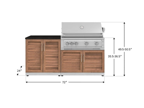 Outdoor Kitchen Stainless Steel 4 Piece Cabinet Set with 2 Door, Grill Cabinet, Platinum Grill and Countertop