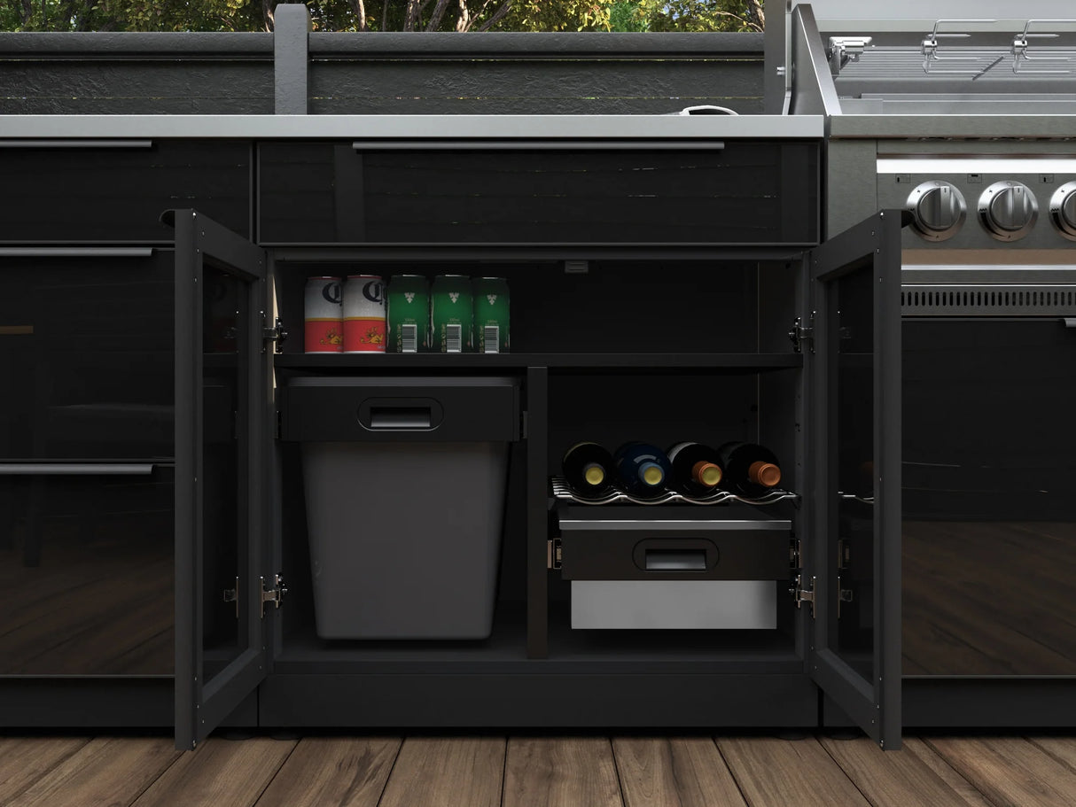 Outdoor Kitchen Aluminum 5 Piece Cabinet Set with 3 Drawer, Bar, Grill Cabinet, Performance Grill and Countertop